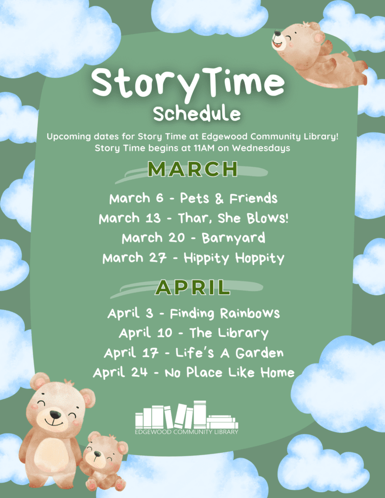 March – May ’24 Story Time Flyer